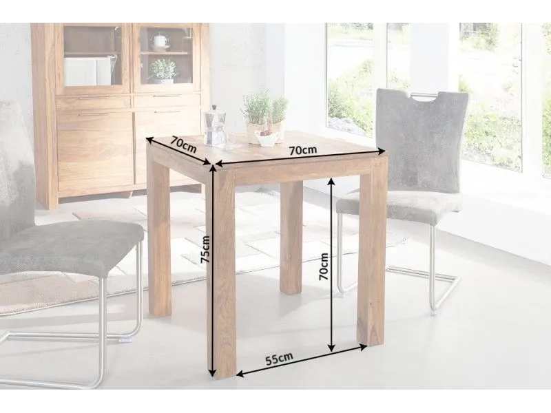 Table salle à manger carrée en bois massif