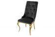 Lot de 2 Chaises de château en velours noir piètement en acier inoxydable, tête de lion doré