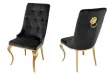 Lot de 2 Chaises de château en velours noir piètement en acier inoxydable, tête de lion doré
