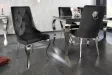 Lot de 2 Chaises de château en velours noir piètement en acier inoxydable, tête de lion argenté
