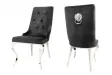 Lot de 2 Chaises de château en velours noir piètement en acier inoxydable, tête de lion argenté