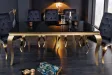 Table de salle à manger 200 cm design baroque en noir et or