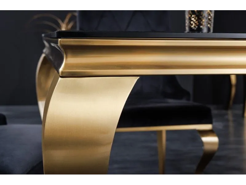 Table de salle à manger 200 cm design baroque en noir et or