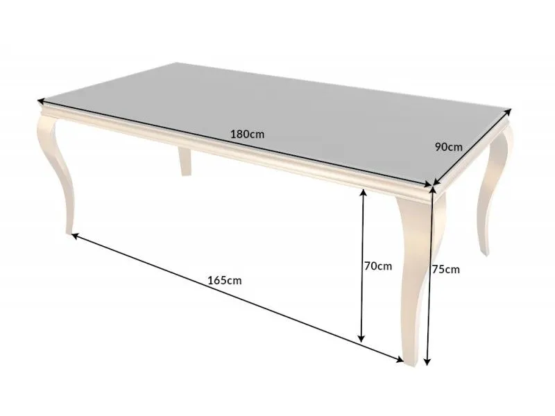 Table de salle à manger 200 cm design baroque en noir et or