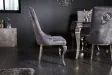 Lot de 2 Chaises de château en velours gris piètement en acier inoxydable, tête de lion argenté