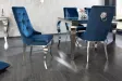 Lot de 2 Chaises de château en velours bleu royal piètement en acier inoxydable, tête de lion argenté