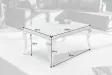 Table basse marbre argenté de style baroque 100 cm