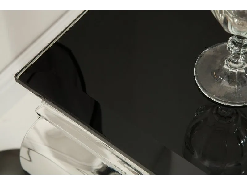 Console design baroque de 140cm coloris noir en verre trempé et acier inoxydable