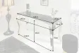 Console design baroque de 140cm coloris noir en verre trempé et acier inoxydable