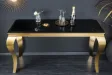 Console design baroque de 140cm coloris noir en verre trempé et piètement doré
