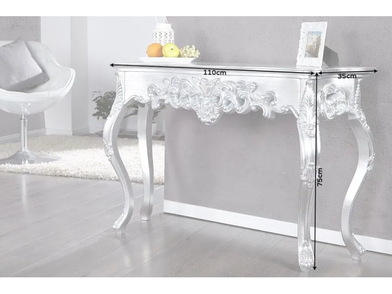 Meuble console 110 cm design classique coloris argent