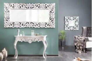 Miroir mural style baroque en polyrésine argenté 180cm 2
