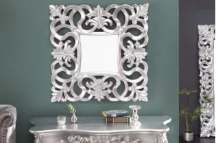 Miroir mural style baroque teinté argent 75cm