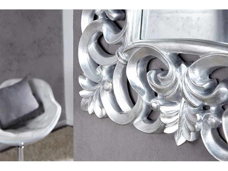 Miroir mural style baroque teinté argent 75cm