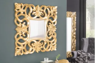 Miroir mural style baroque teinté doré 75cm 2