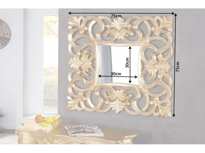 Miroir mural style baroque teinté doré 75cm