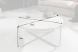 Table basse design en marbre coloris blanc avec piétement en métal argenté